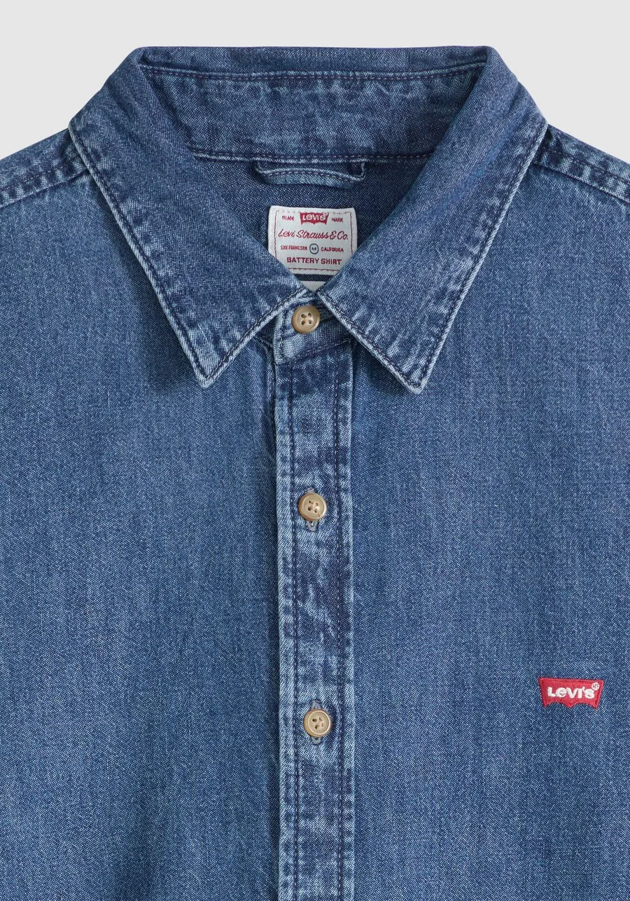 Рубашка LEVI'S Comfort fit на пуговицах, цвет синий деним — фото 4