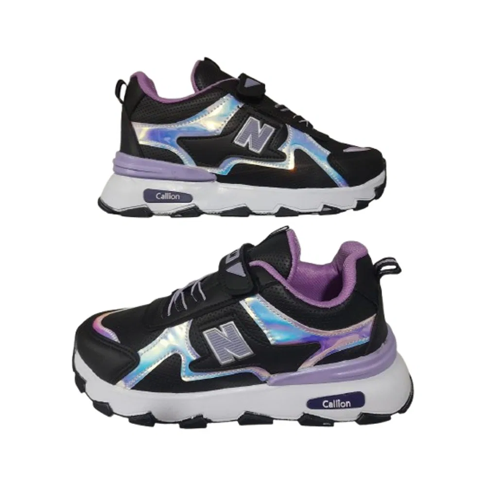 Детские спортивные кроссовки с плоской подошвой Black Lilac Callion