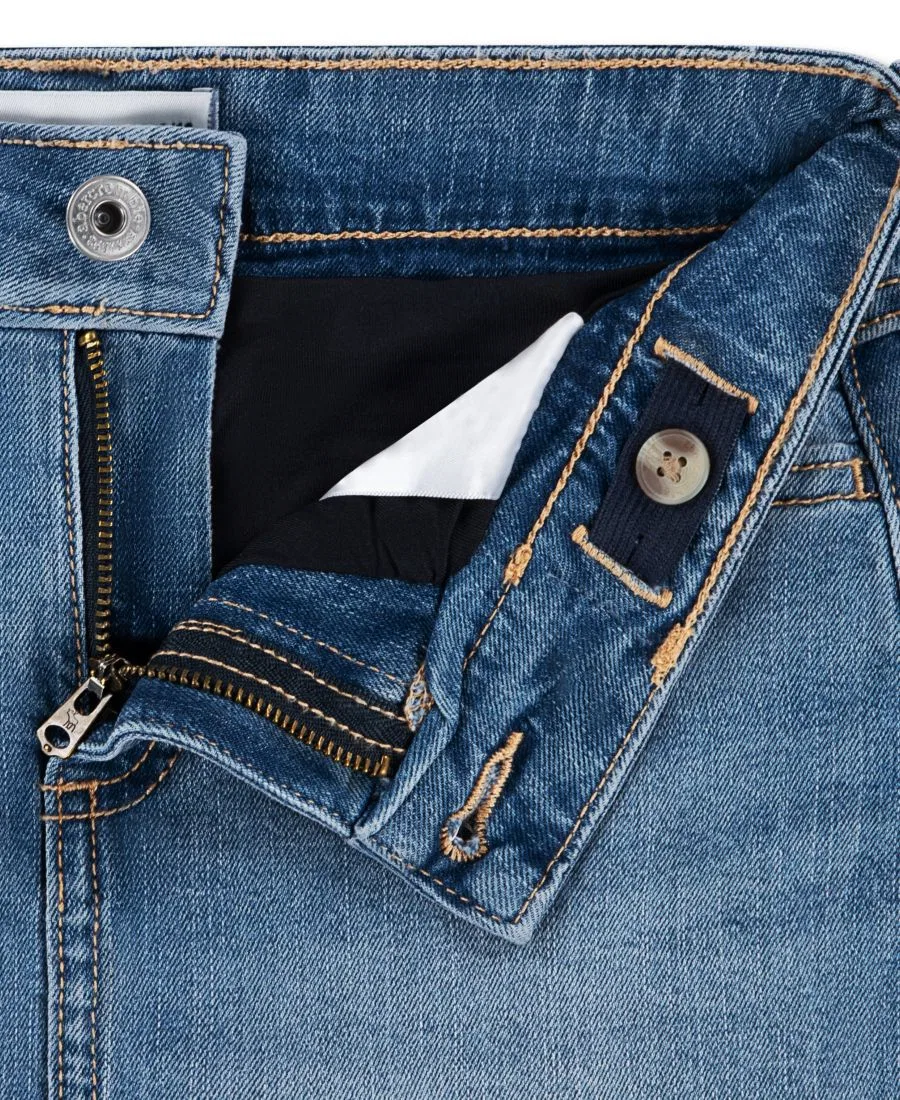 Детская джинсовая юбка-шорты с задними карманами abercrombie kids, Medium Blue — фото 3