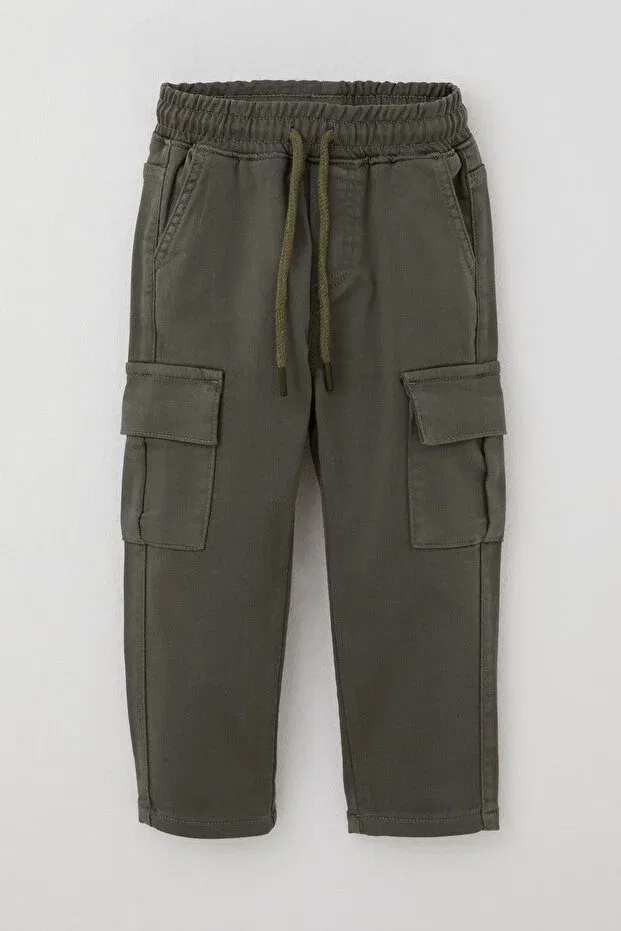Детские брюки для мальчиков с карго-карманами Cargo Pockets And Elastic Waist Breeze, Khaki Green — фото 3