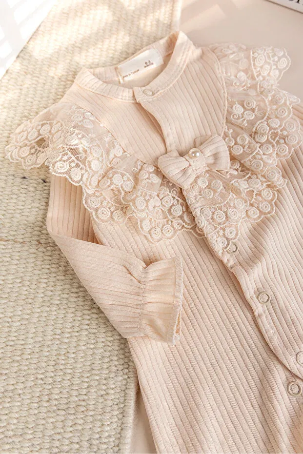 Детское боди-комбинезон для девочек хлопковый Babymod, Beige — фото 2