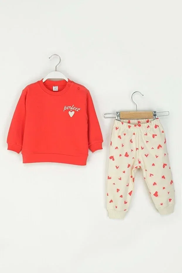 Детский спортивный костюм с принтом Heart Printed Ww Waka Waka Kids Store, Красный — фото 2