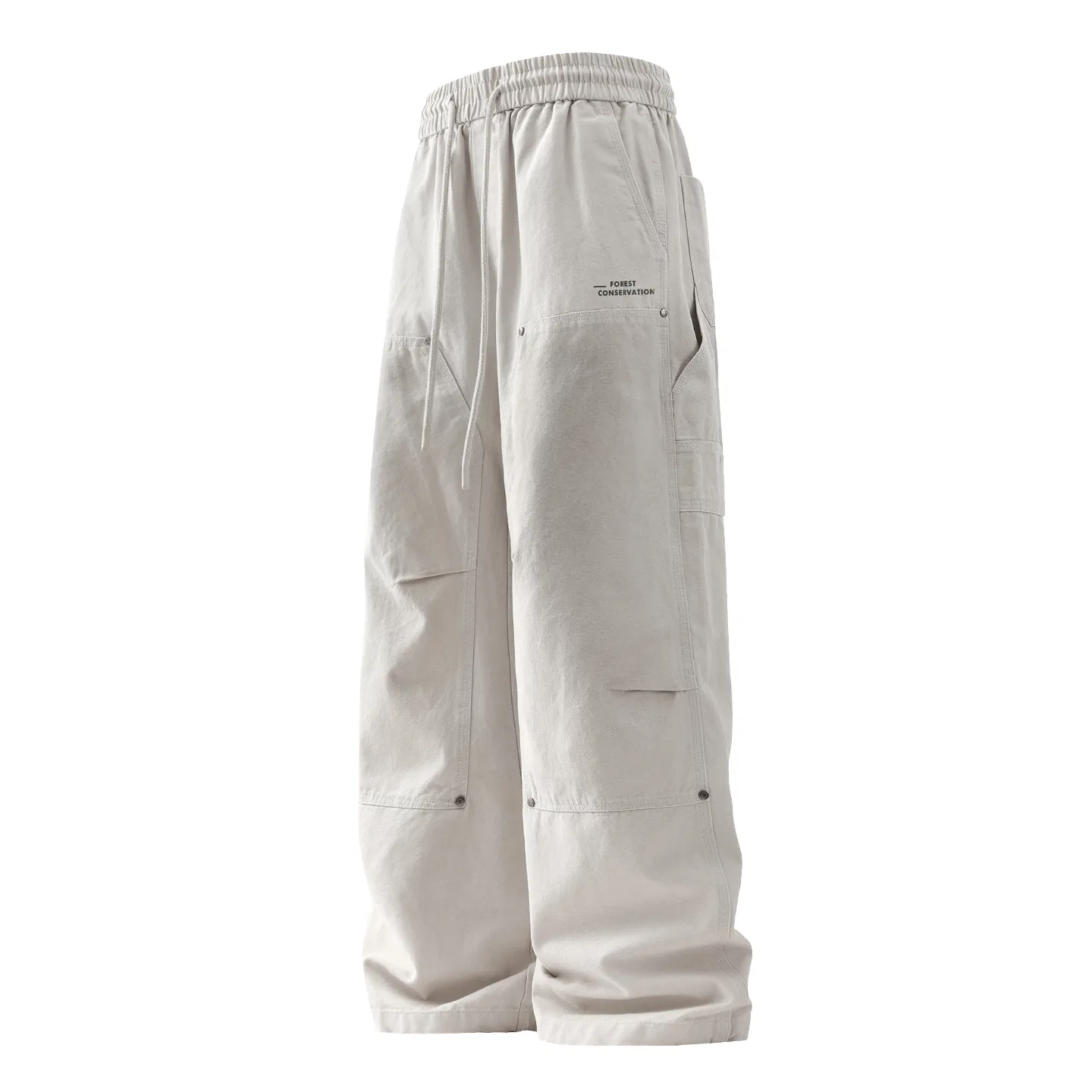 Детские унисекс штаны карго хлопковые MINISO, White Gray