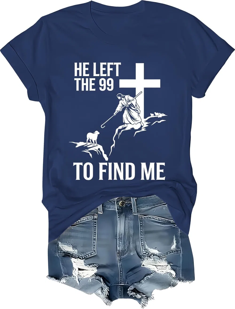 Футболка оверсайз с принтом He Left The 99 to Find Me, Navy Blue