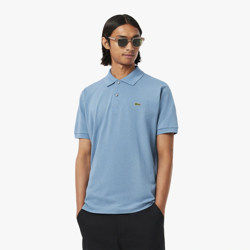 Поло Lacoste Logo-Patched Short-Sleeve, серо-голубой — фото 4