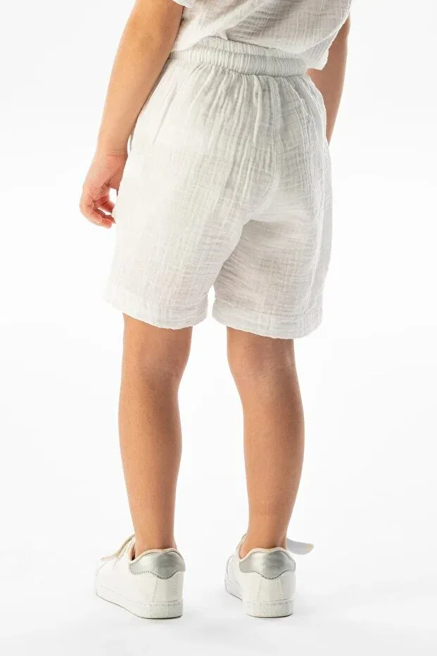 Детские шорты для девочек хлопковые Basics Eliş Şile Bezi, White — фото 2