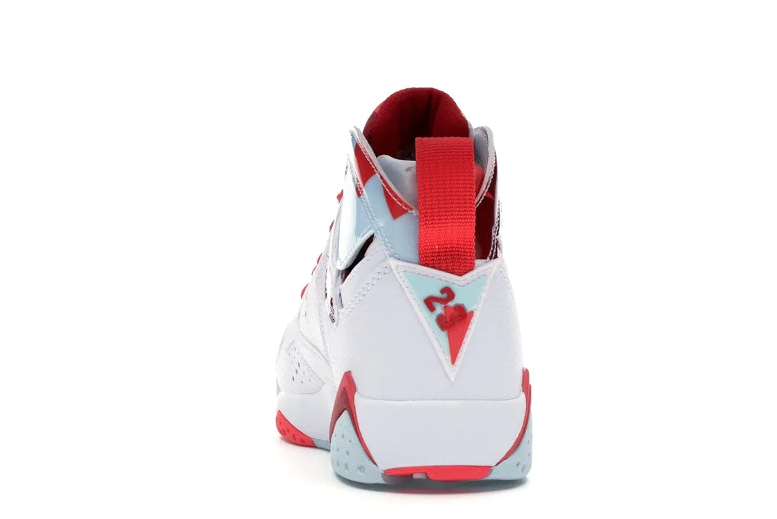 Детские кроссовки Lifestyle с перфорацией Jordan 7 Retro Jordan, White/White-Topaz Mist-Ember Glow-Gym Red — фото 4