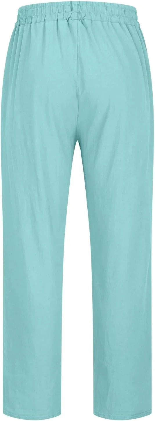 Мужские брюки из льна Slim Fit с завязками, мятный — фото 3