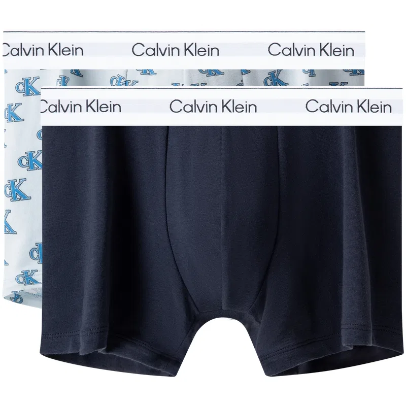 Мужской комплект боксеров с подарком Calvin Klein, 6YG-Milk White Blue/Space Black