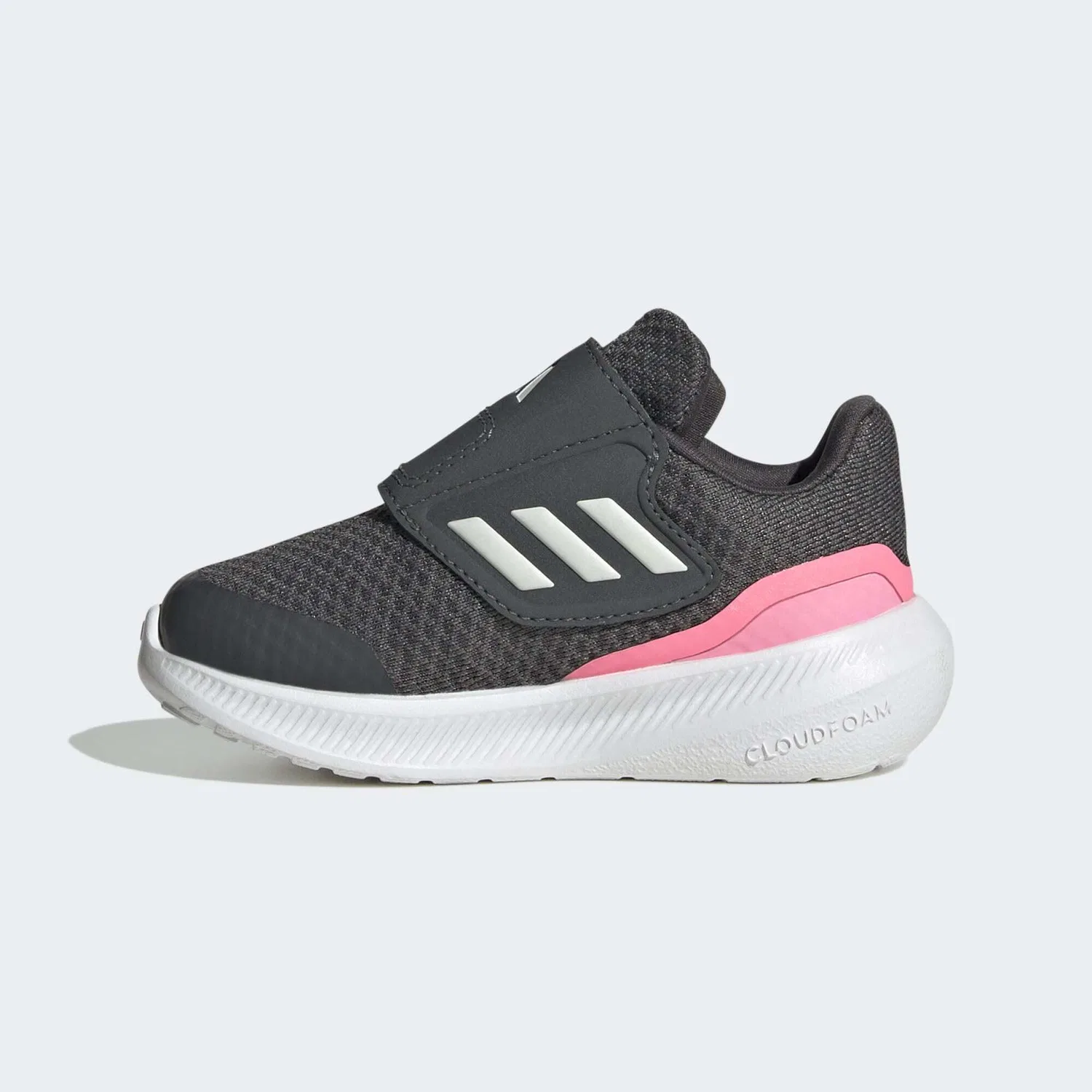Детские кроссовки для мальчиков легкие Runfalcon 3.0 Hook-and-loop Adidas, Grey Six Crystal White Beam Pink — фото 2