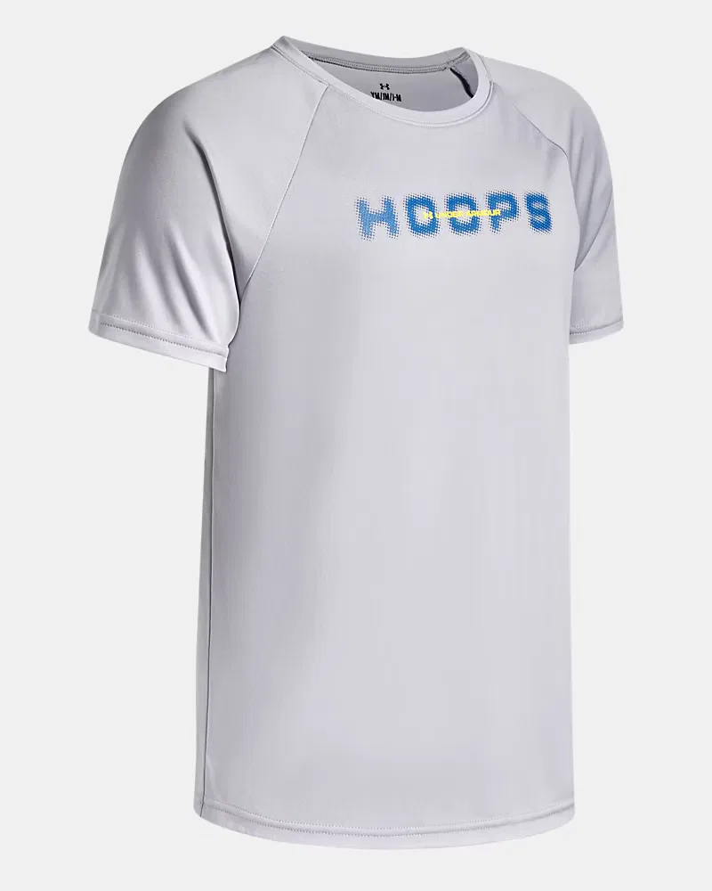 Футболка баскетбольная с коротким рукавом, быстросохнущая, UA Tech Basketball, UnderArmour, Mod Gray/Aegean Blue — фото 3