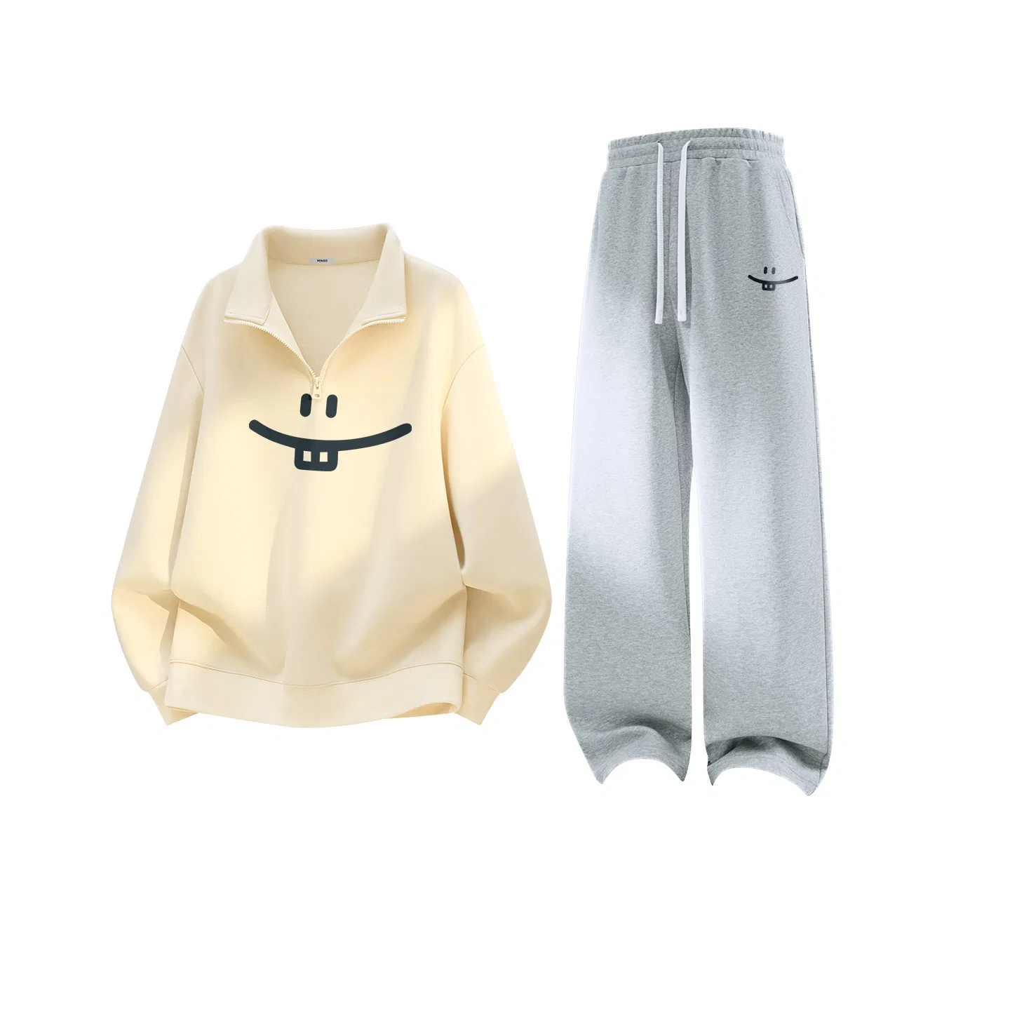 Детский комплект свитшотов с воротником-стойкой MINISO, Light Beige Heather Gray
