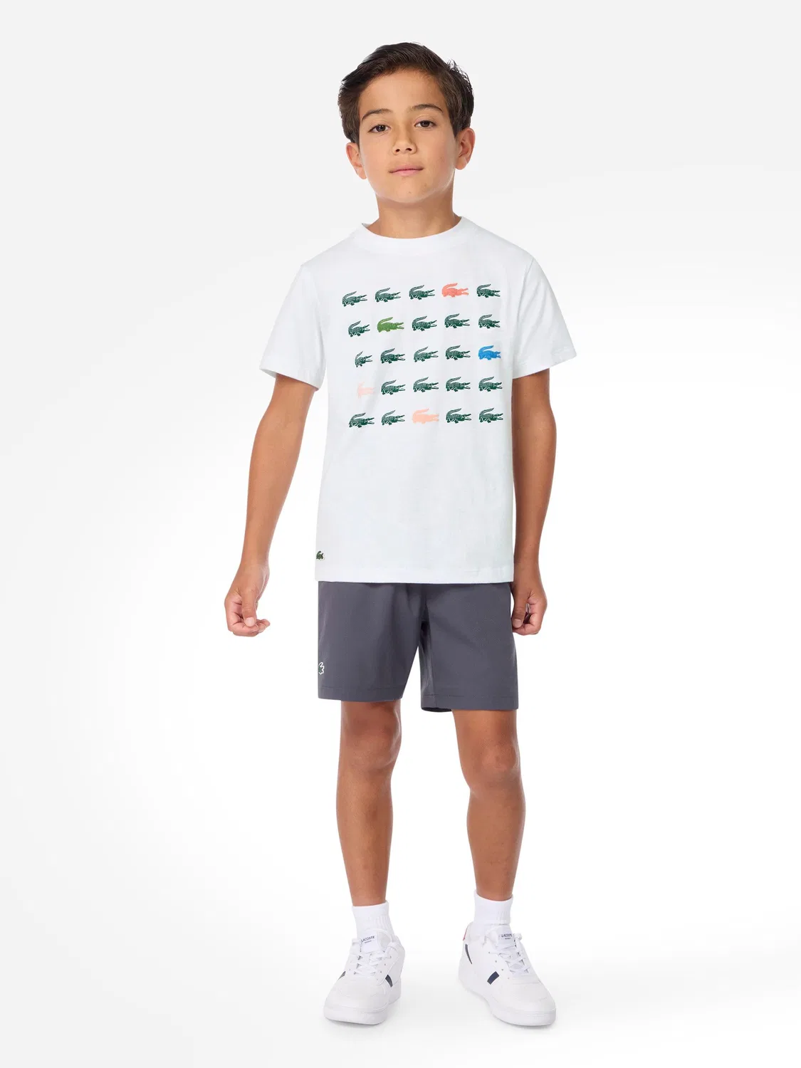 Футболка с принтом Lacoste Croc Grid, белый — фото 3