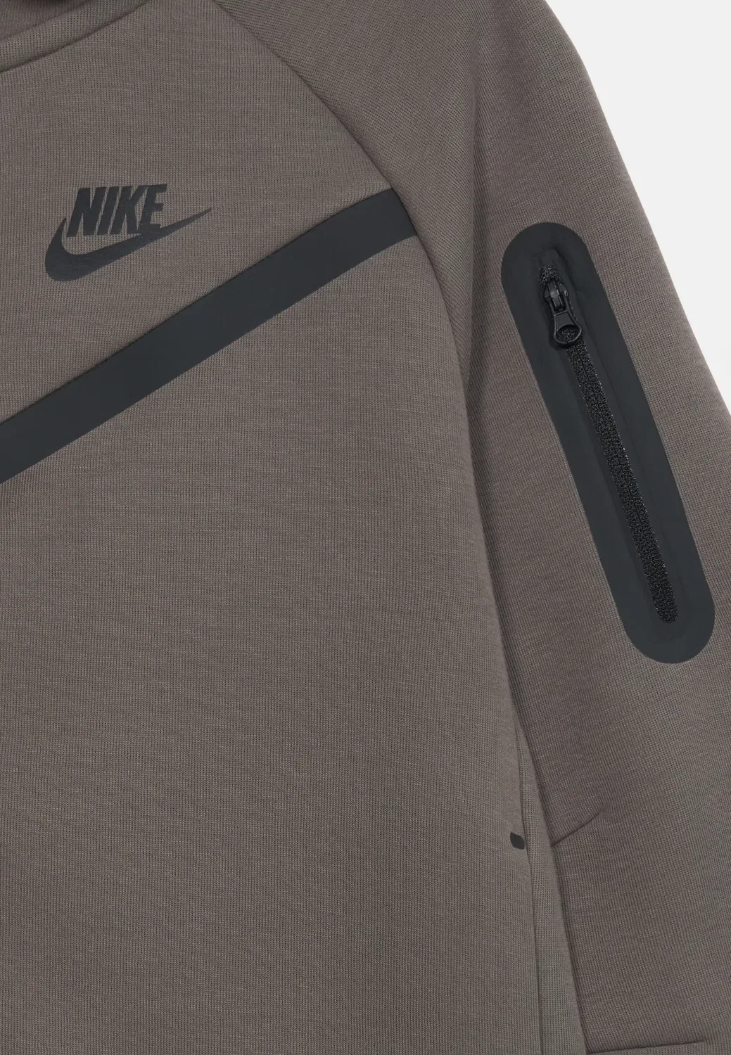 G nsw tch flc hd fz ls - pd - толстовка на молнии Nike Sportswear, Cave Stone/Black — фото 4