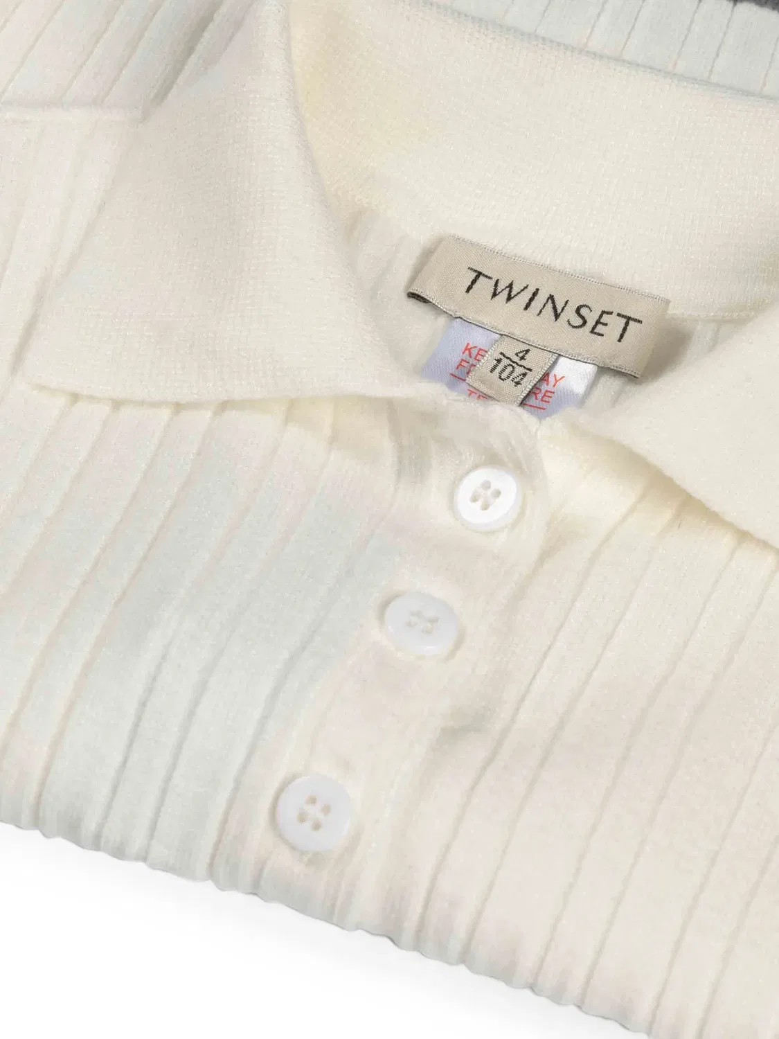 Рубашка поло в рубчик с длинными рукавами Twinset Kids, белый — фото 2