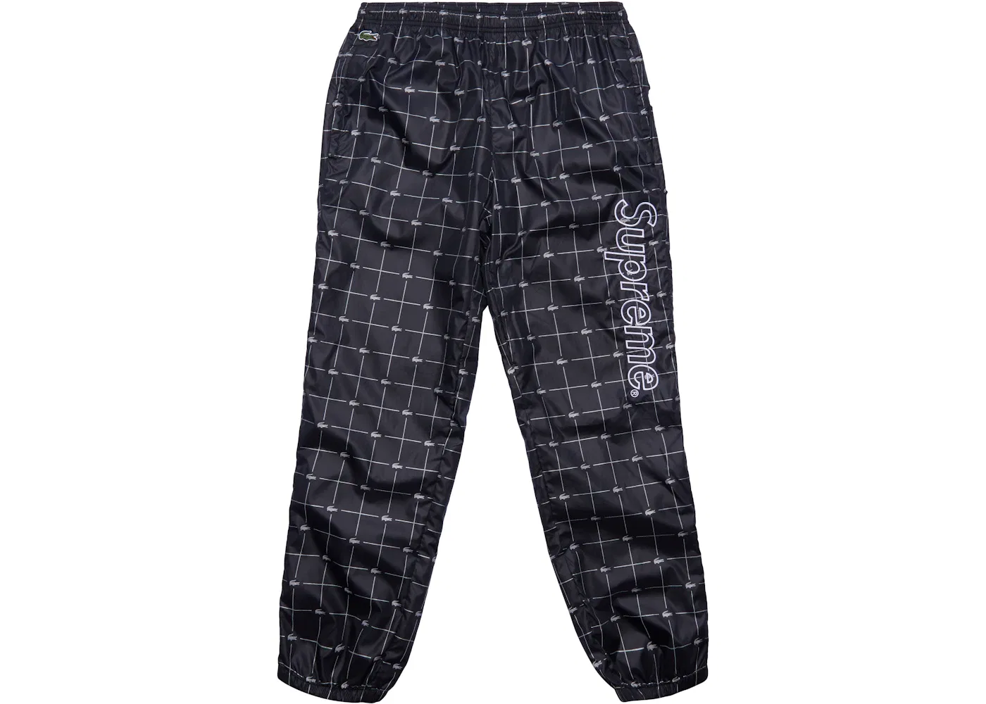 Мужские спортивные штаны с принтом Supreme LACOSTE Reflective Grid Nylon Track Pant, Black