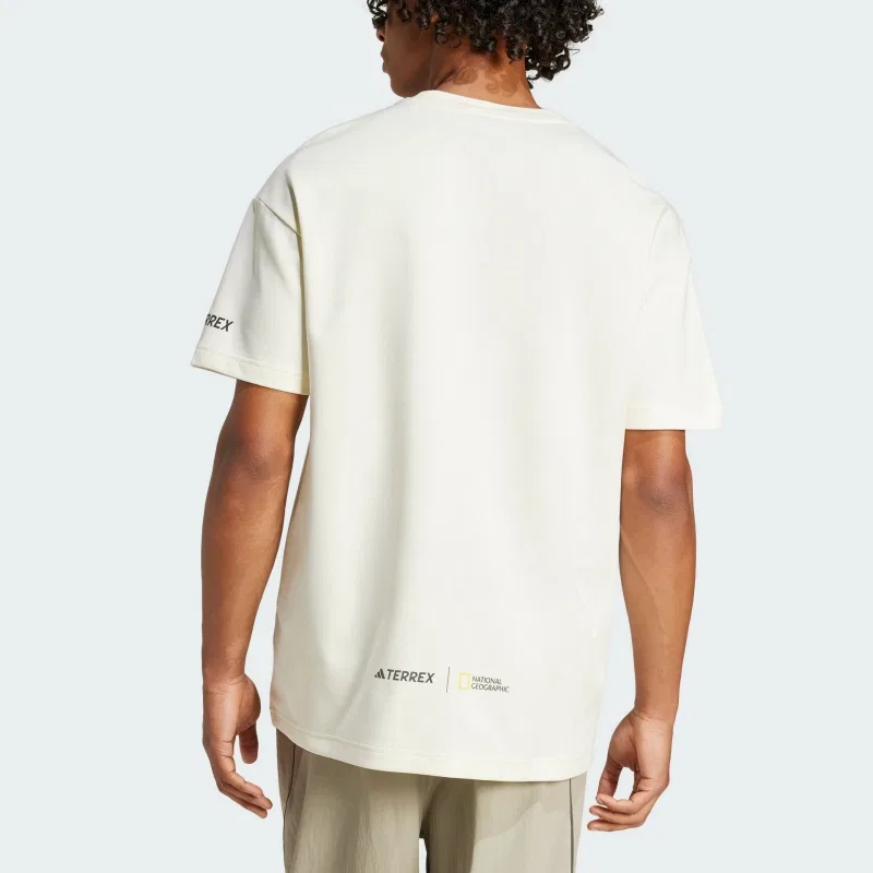 Унисекс футболка с принтом AEROREADY National Geographic Japan Version Adidas, Ivory White — фото 4