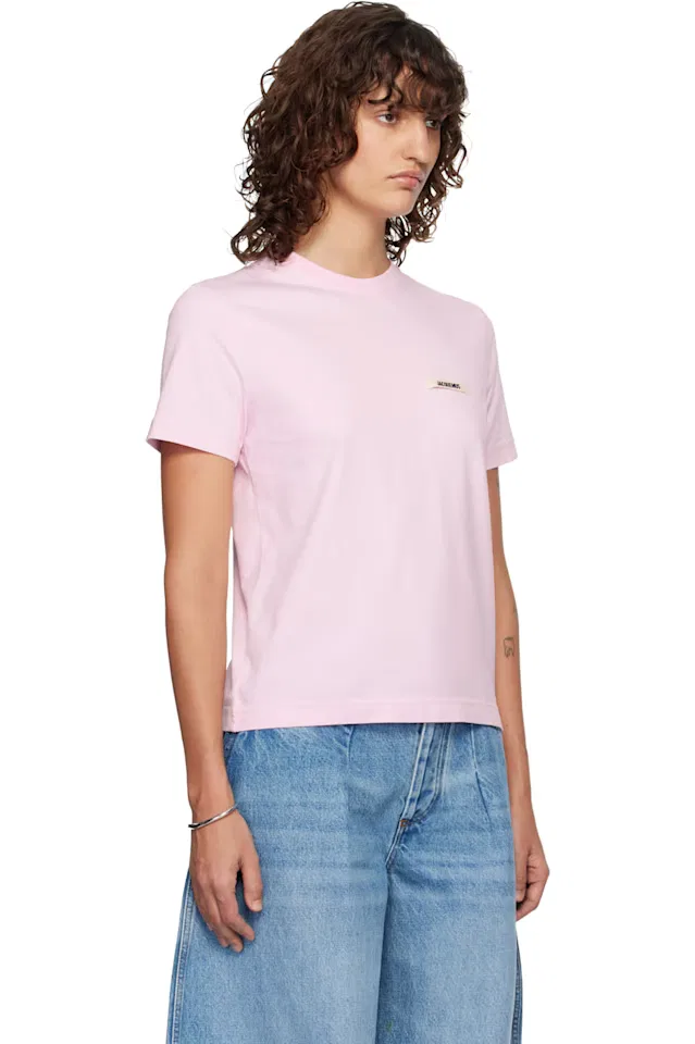 Розовая футболка с корким рукавом из грогрена Jacquemus — фото 2