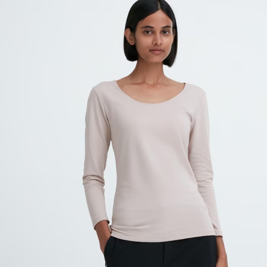 

Лонгслив Uniqlo Heattech Extra Warm Cotton, светло-серый