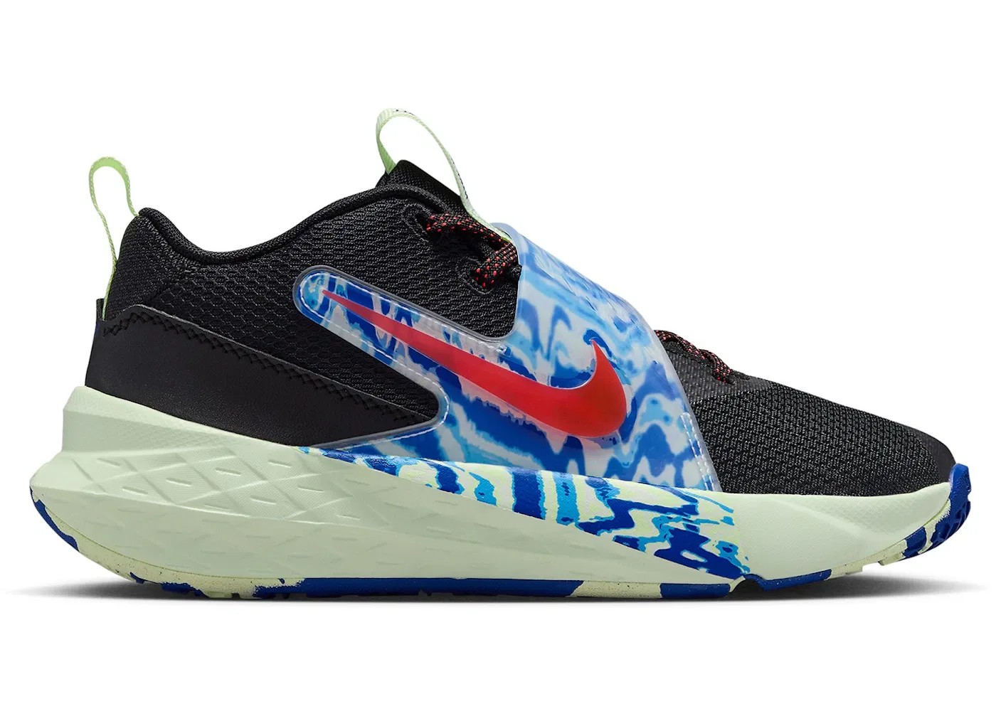 Детские кроссовки для мальчиков с длинным шнурком Nike Team Hustle D 12 Nike, Black/Game Royal/Volt Tint/Bright Crimson