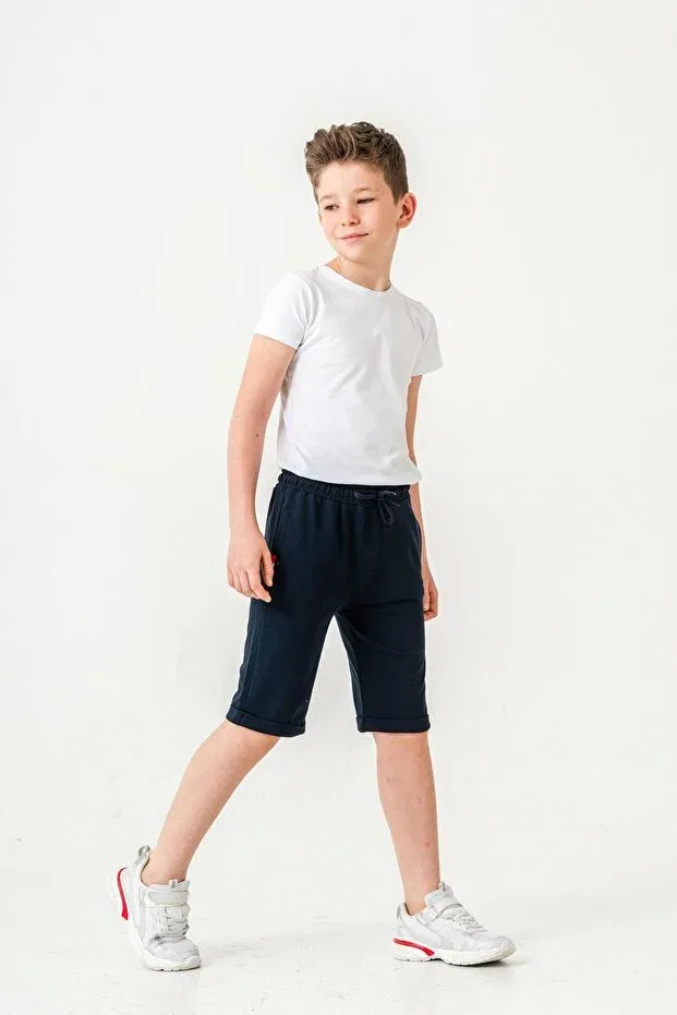 Детские шорты для мальчиков прямого кроя Basics Mışıl Kids, Navy Blue
