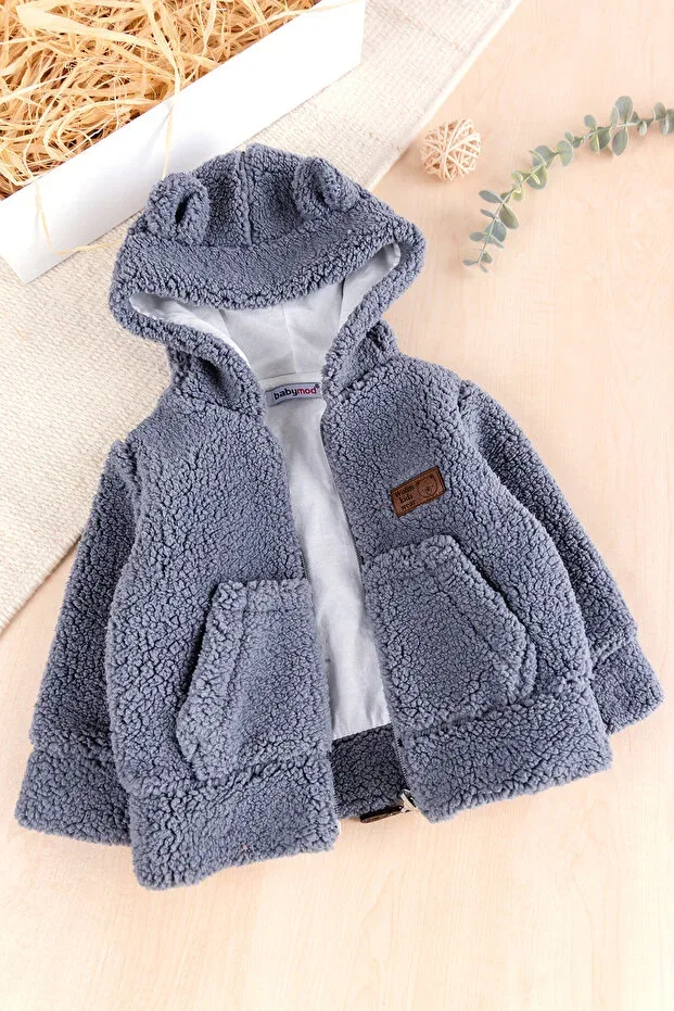 Детское пальто для девочек на молнии с капюшоном Babymod, Gray