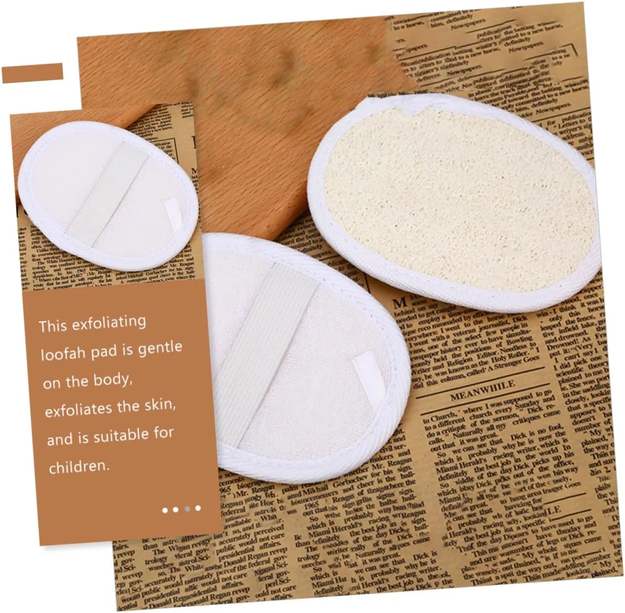 Мочалка для тела Natural Loofah с подвесом, 2 шт, VALICLUD, Beige — фото 3