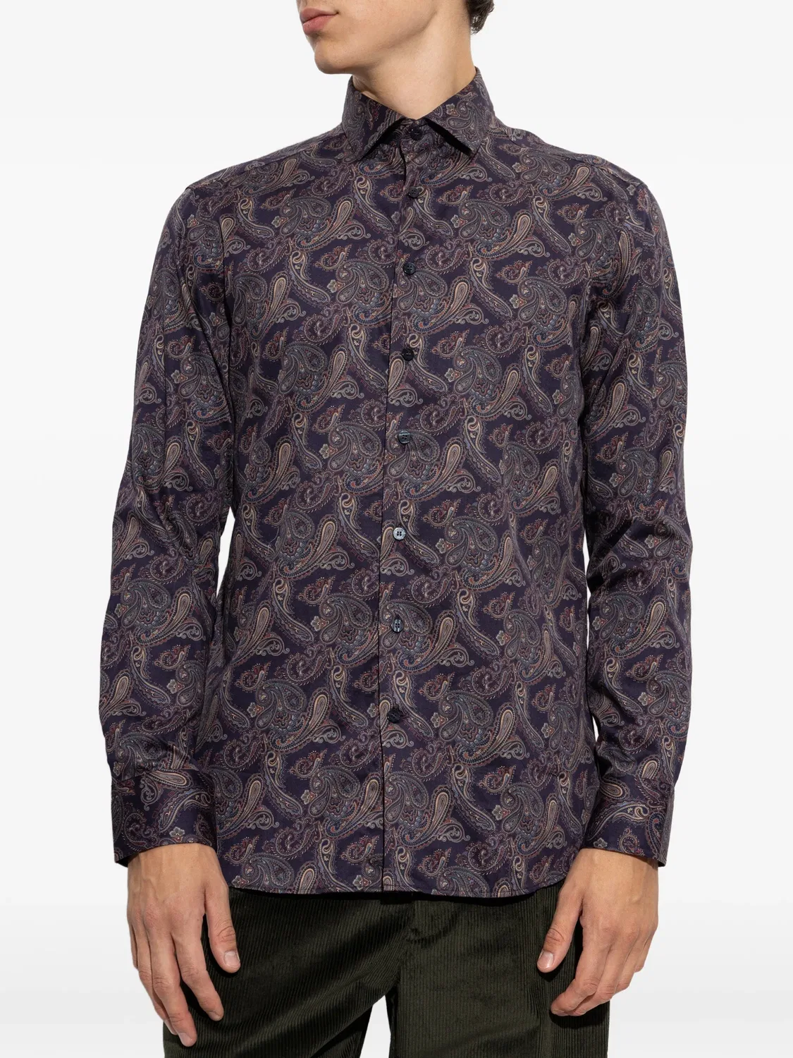 Рубашка с узором пейсли фиолетовая ETRO, фиолетовый — фото 3