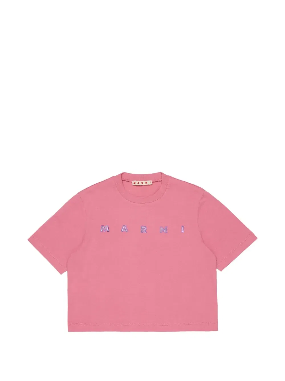 Футболка с логотипом и стразами Marni Kids, розовый