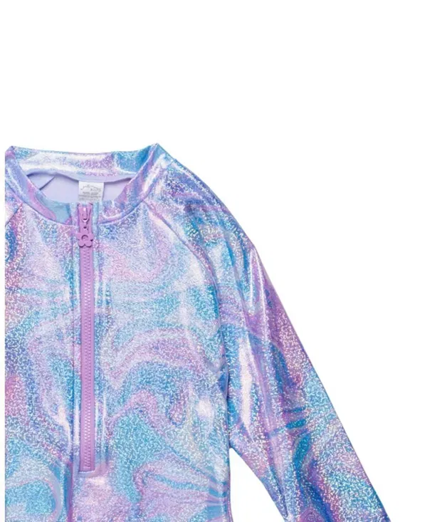 Детский купальник для девочек с длинным рукавом Marble Sparkle Gottex Kids, Multi-Pink — фото 3