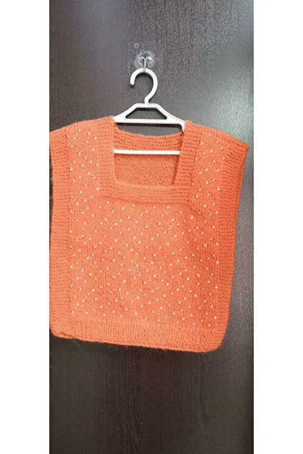 Детский кардиган без рукавов Hand knitted children's pearl cardigan Esmasultan, Orange