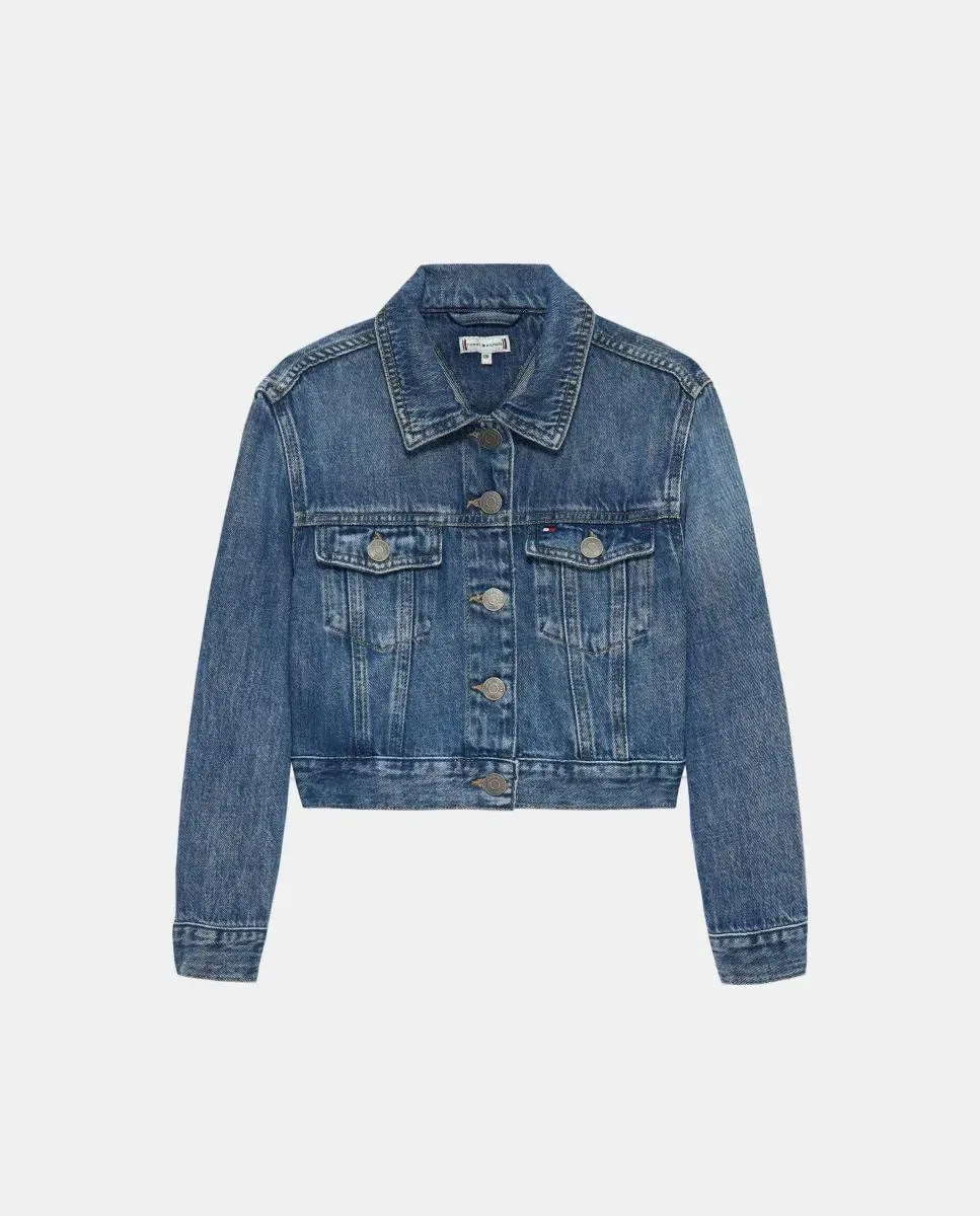 Детская джинсовая куртка для девочек с принтом Tommy Hilfiger, Azul