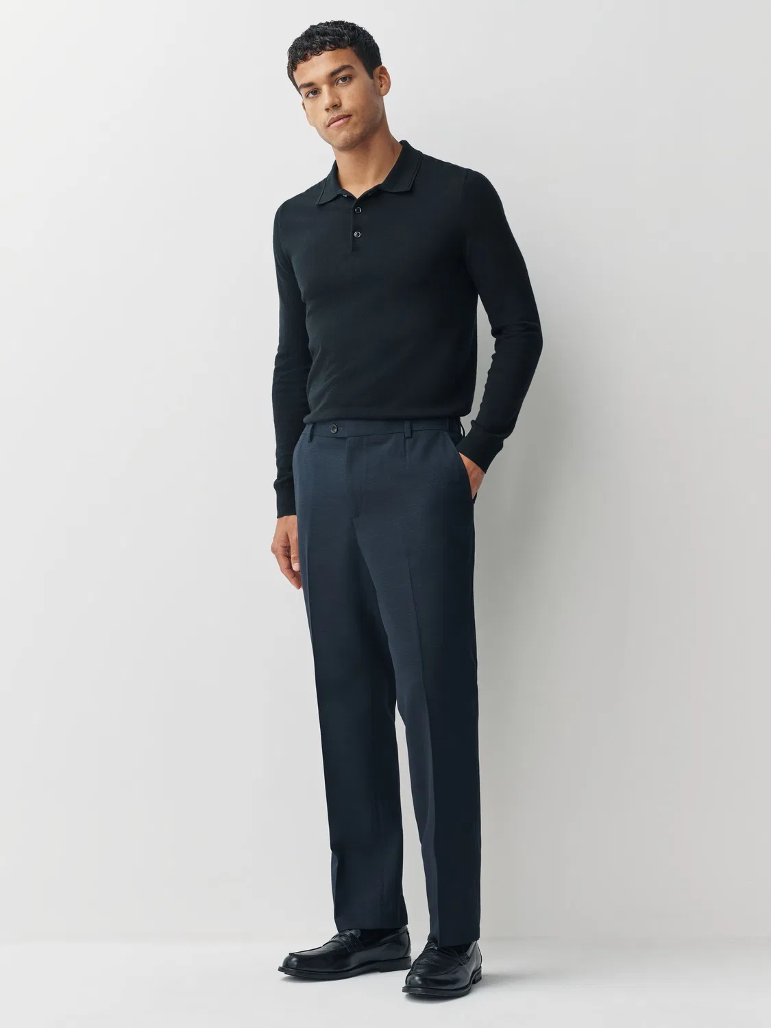 Брюки классические с заниженной талией, модель Navy Regular Fit Next, темно-синий — фото 2