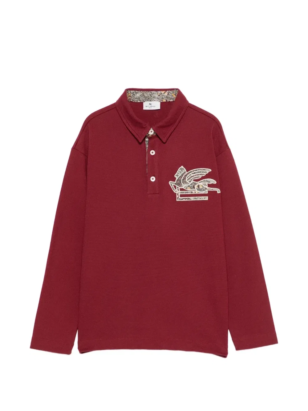 Поло с длинными рукавами и нашивкой Pegaso Etro Kids, красный