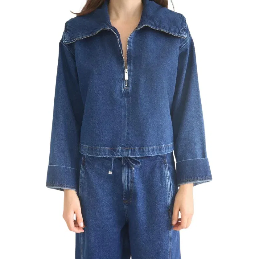 Женская куртка с принтом Turtleneck Medium Blue ZARA, Medium Blue — фото 4