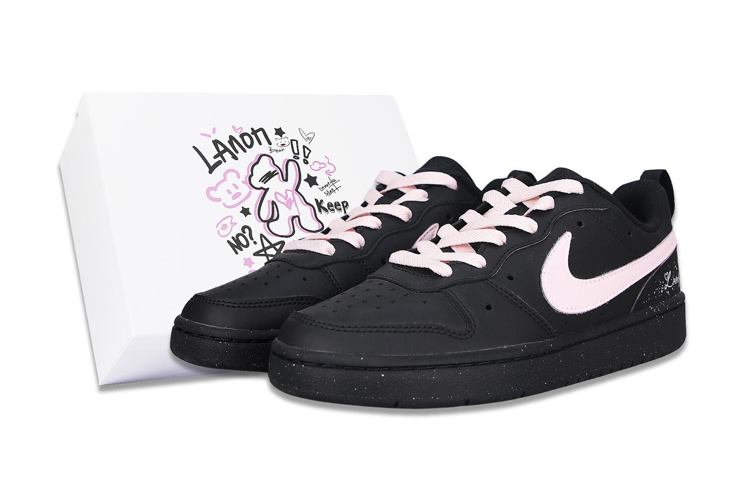 

Кроссовки Nike Court Borough Skateboard Shoes Women's Low-Top Black, Черный, Кроссовки Nike Court Borough Skateboard Shoes Women's Low-Top Black