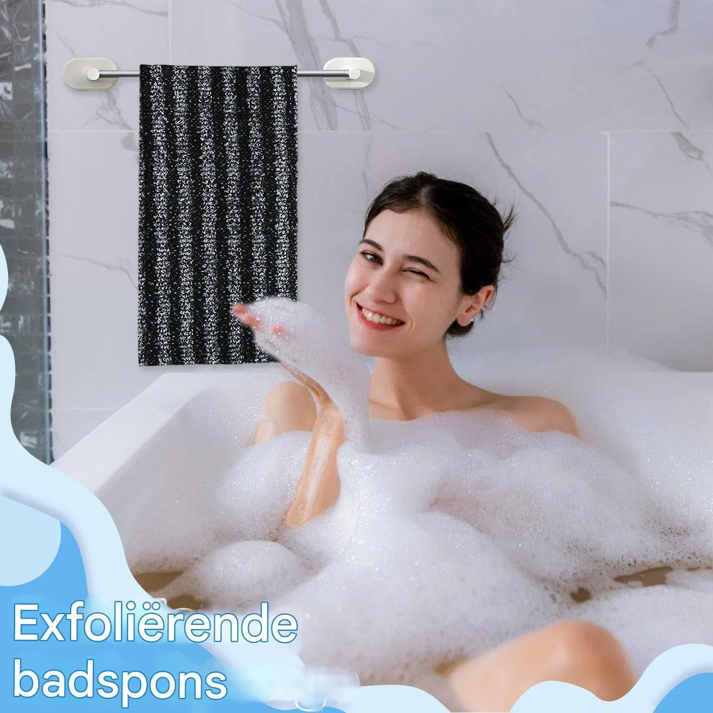 Скраб-полотенце для тела Luffa, длинное, для душа, Бренд Generic, Полосатый — фото 2
