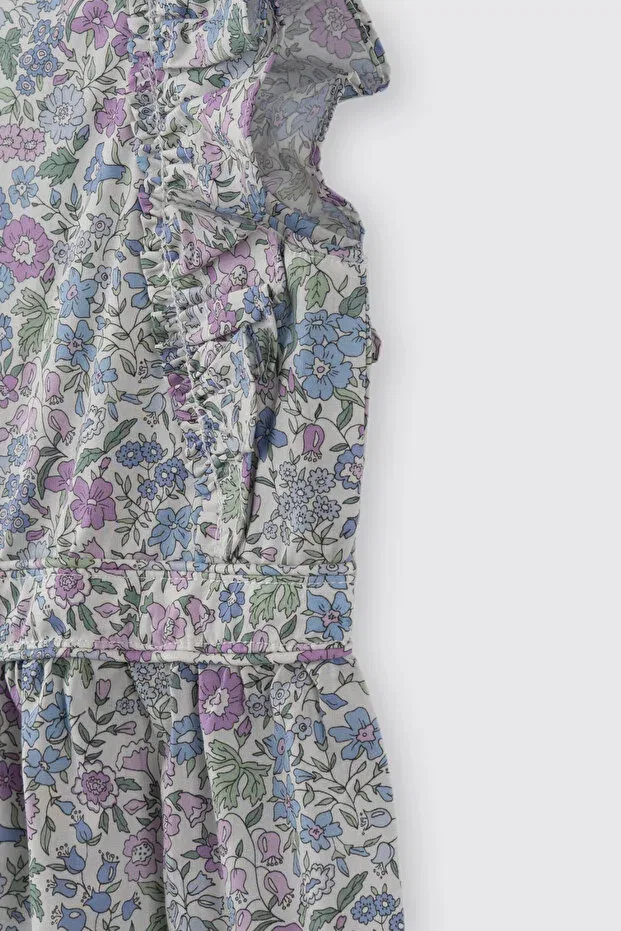 Детский комбинезон для девочек с цветочным принтом Liberty fabric floral patterned Made With Liberty Fabric, Lila — фото 2