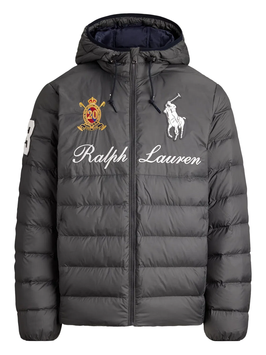 Polo Ralph Lauren Пуховик с вышитым логотипом серый