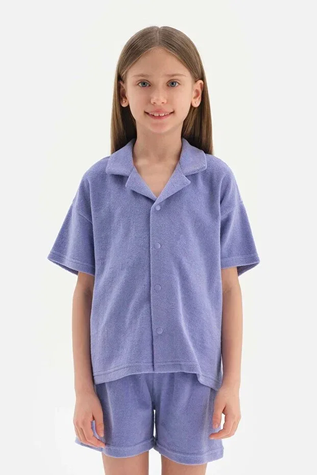 Детская рубашка для мальчиков из махры Lilac girl's towel shirt Dagi, Lila — фото 2