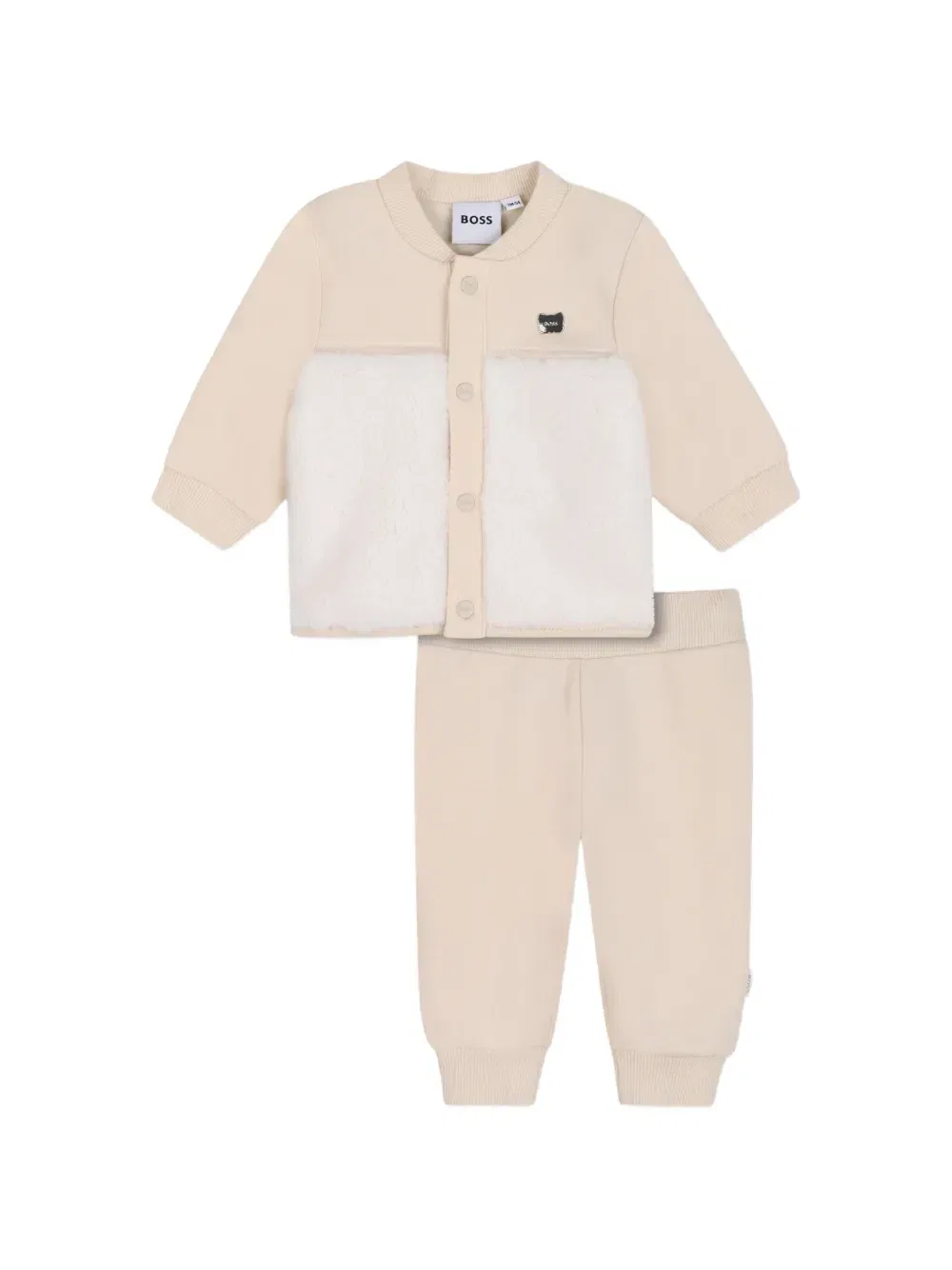 Спортивный костюм с меховой вставкой Boss Kidswear, бежевый