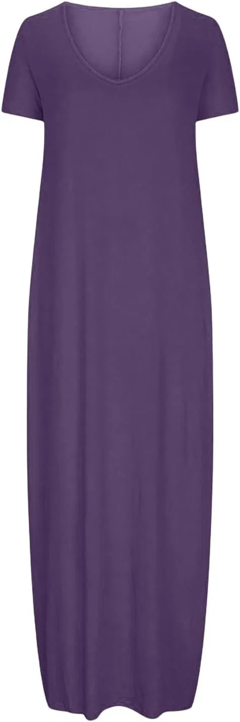 Женское платье-миди с V-образным вырезом Shift Dress, Purple — фото 3