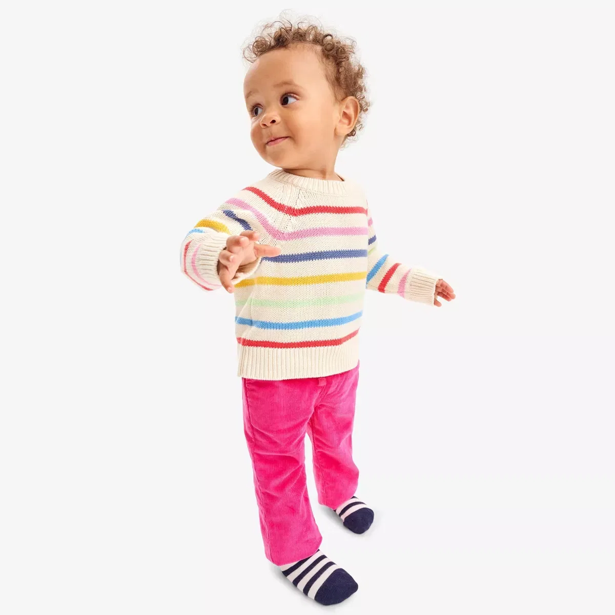 Детские штаны для девочек из вельвета на завязках Primary Fuchsia — фото 3