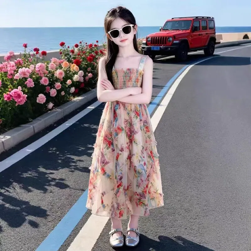Детское платье для девочек без рукавов с юбкой миди Camisole Moderate Midi Skirt YALU — фото 4