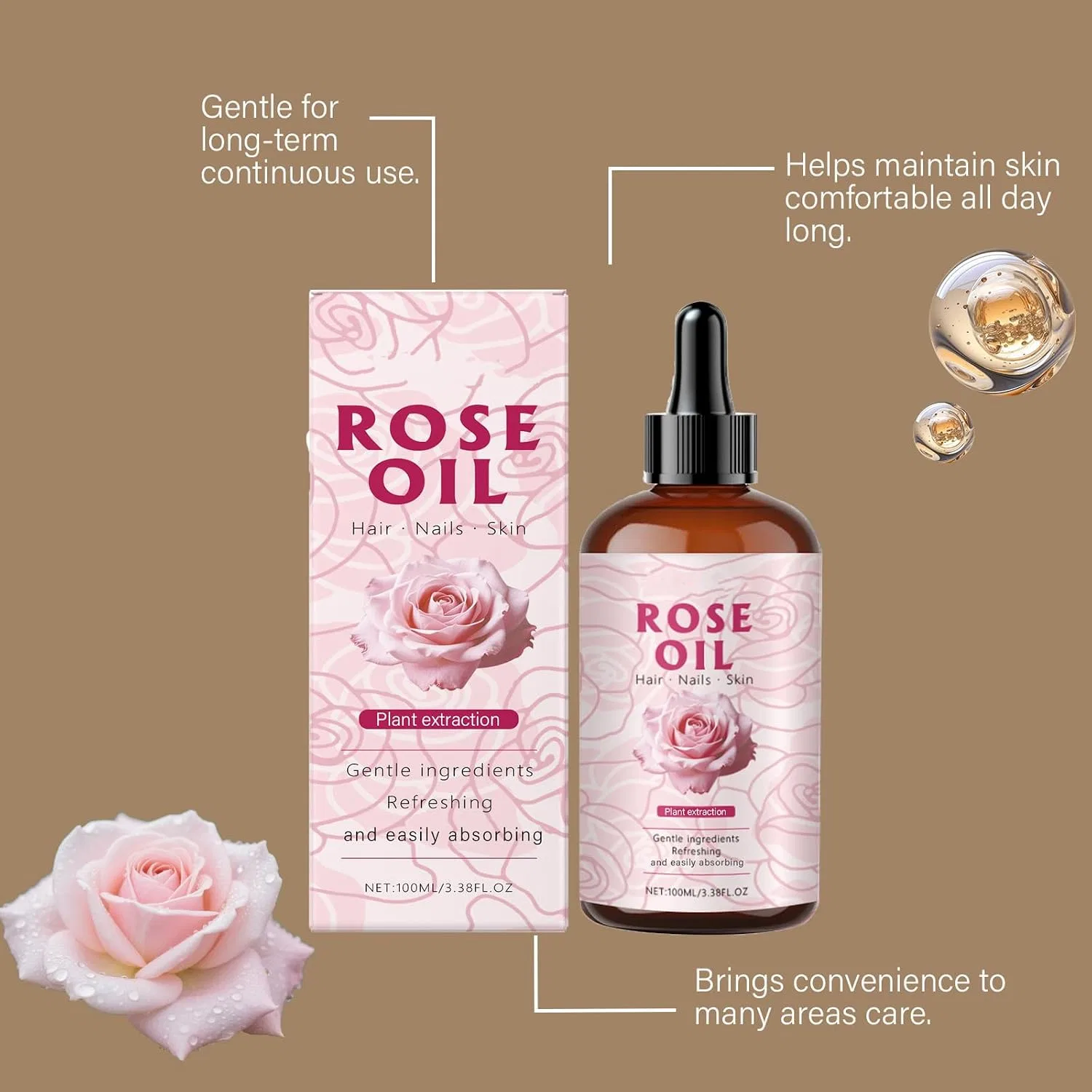 Масло для лица и тела Rose Oil, homomdy, 2 шт, 100 мл — фото 2