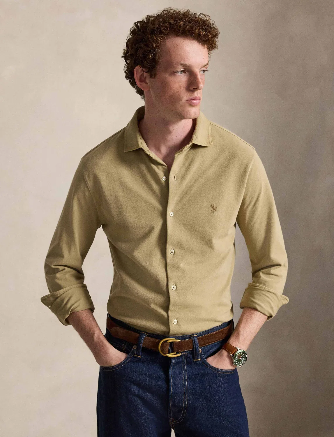 Рубашка с длинным рукавом Polo Ralph Lauren, бежевый