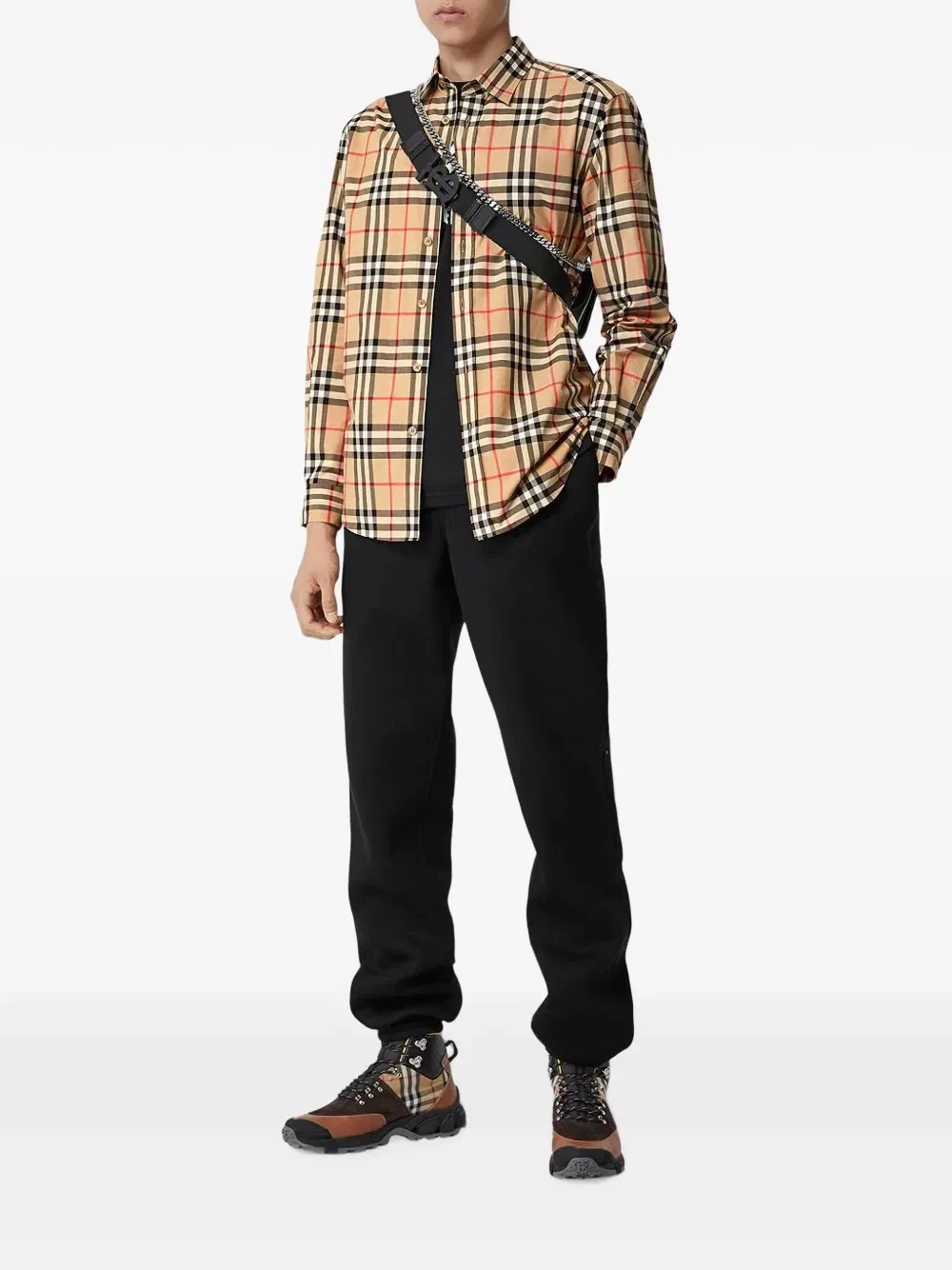 Клетчатая рубашка с длинными рукавами Burberry, бежевый — фото 2