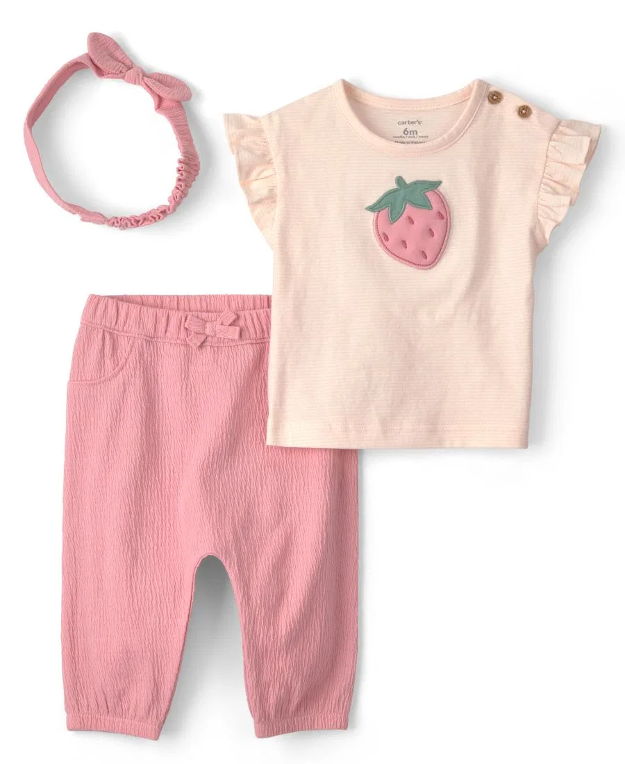 Комплект из топа, штанов и повязки на голову с вышивкой пчелы Carter's, Pink