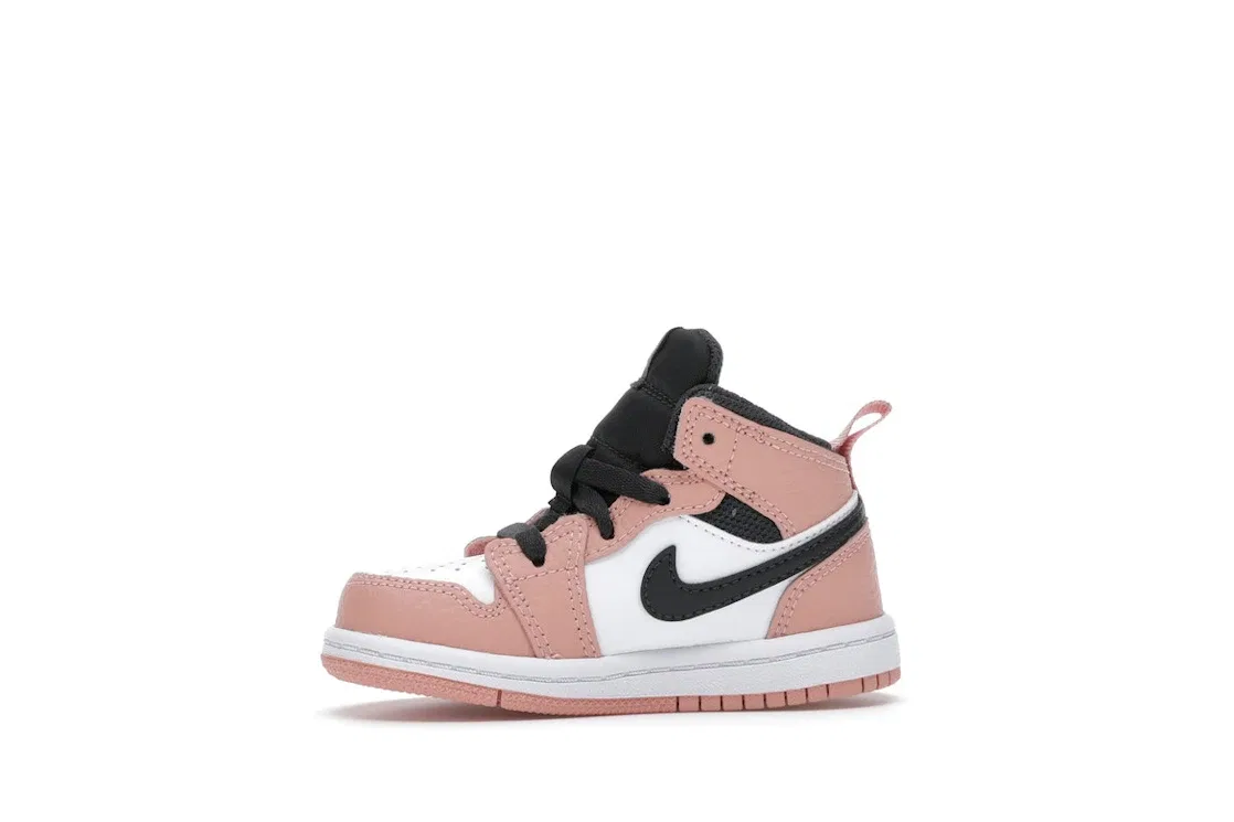 Детские кроссовки Lifestyle с длинным шнурком Jordan 1 Mid Jordan, Pink Quartz/White-Dark Smoke Grey — фото 3