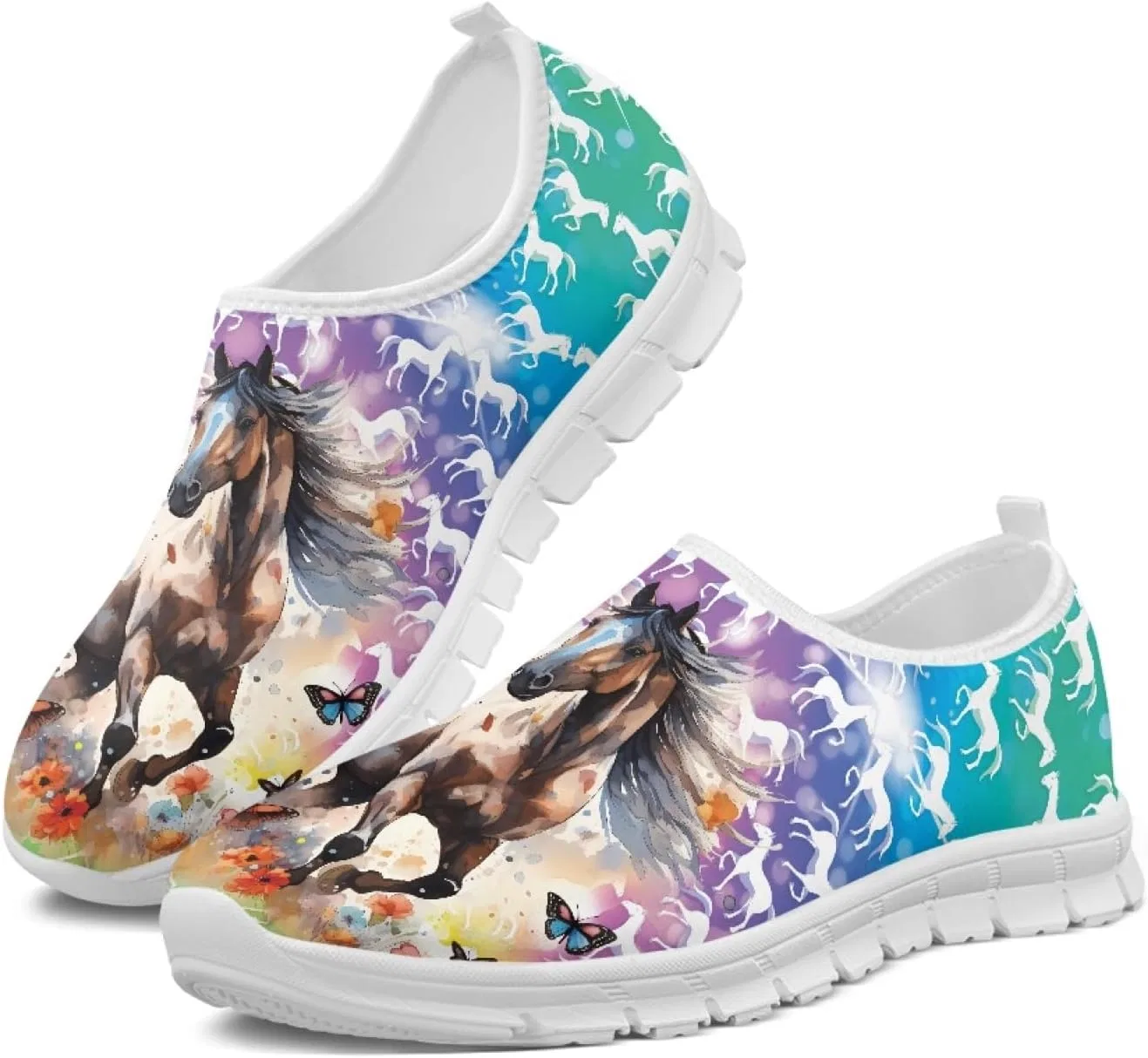 Детские кроссовки для девочек с принтом Coloranimal, Rainbow Horse
